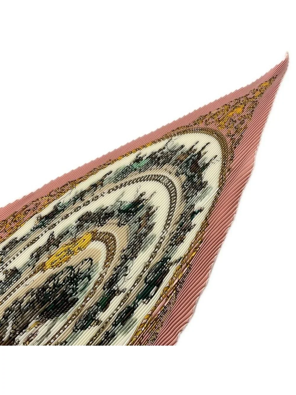 Hermes Scarf Carre Plisse Pink White Multi la Promenade de Longchamps Pleats